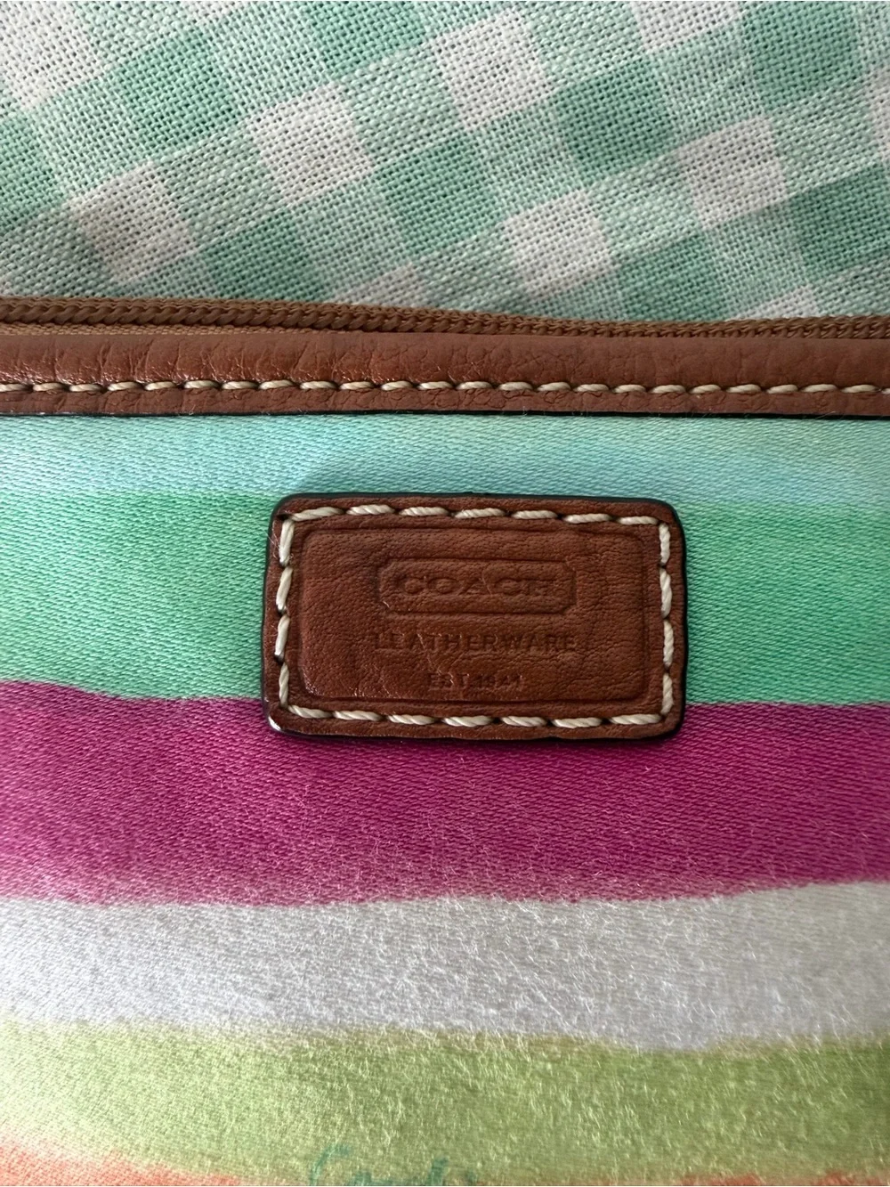 Vintage Coach Hampton Multicolor Watercolor Stripe Wristlet